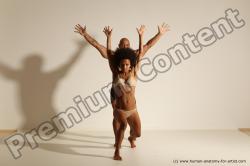 Underwear Gymnastic poses Woman - Man Black Muscular Dancing Dynamic poses Academic